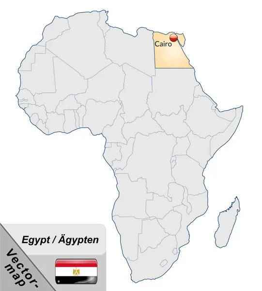 Map Egypt Capitals Pastellorange — Stock Photo, Image