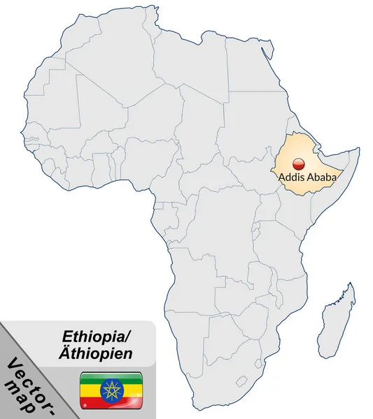 Mapa Aethiopie Hlavním Sídlem Pastellorange — Stock fotografie