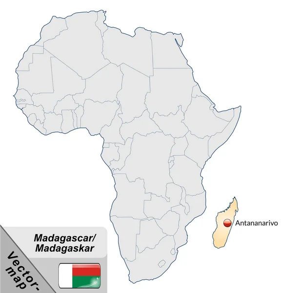 Karta Över Madagaskar Med Versaler Pastellorange — Stockfoto