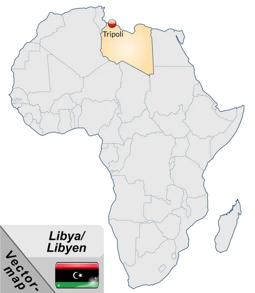 Mapa Libia Con Capitales Pastellorange —  Fotos de Stock