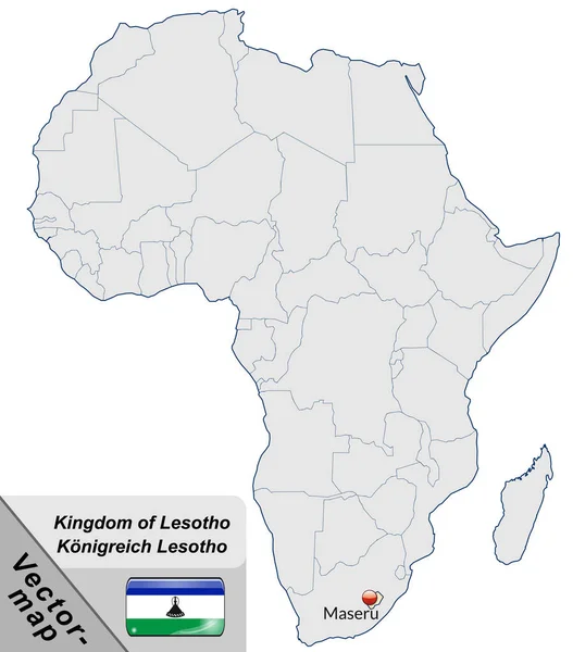 Carte Lesotho Avec Capitales Pastellorange — Photo