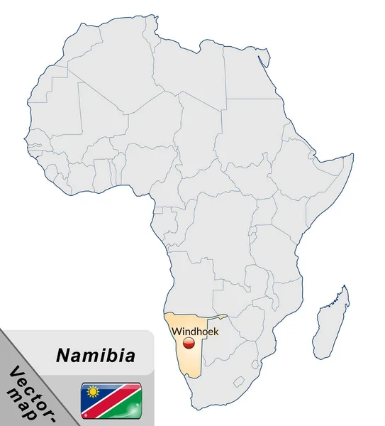 Mapa Namibii Stolicami Pastellorange — Zdjęcie stockowe