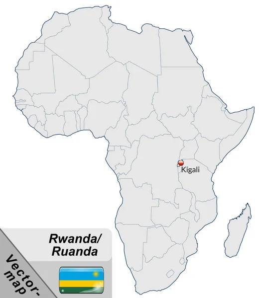 Kaart Van Rwanda Met Hoofdsteden Pastellorange — Stockfoto