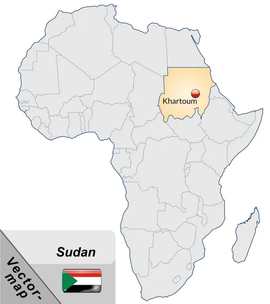 Karta Över Sudan Med Huvudstäder Pastellorange — Stockfoto