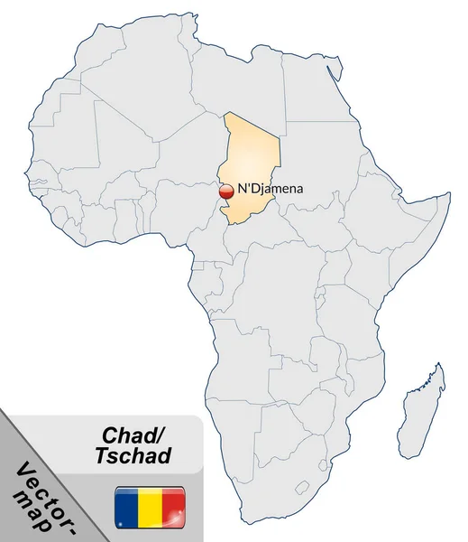 Χάρτης Του Τσαντ Πρωτεύουσες Pastellorange — Φωτογραφία Αρχείου