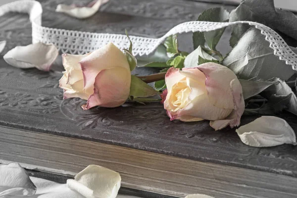 Viejo Libro Con Rosas — Foto de Stock