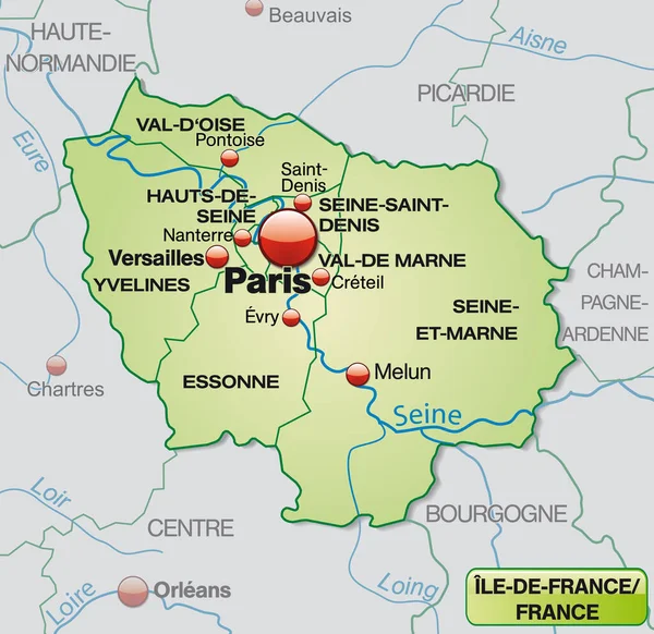 Mapa Francji Granicami Pastelowej Zieleni — Zdjęcie stockowe