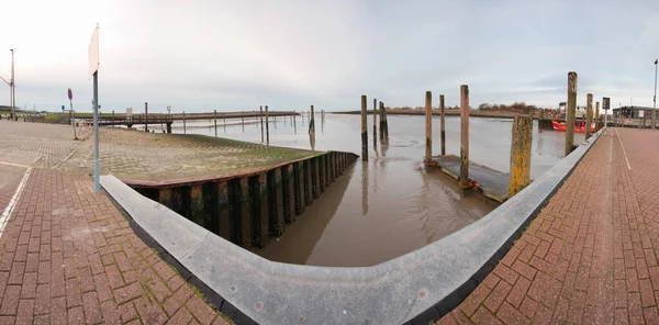 Panoramautsikt Över Marinan Utan Båtar Bensersiel Östfrisien Hösten 2013 — Stockfoto