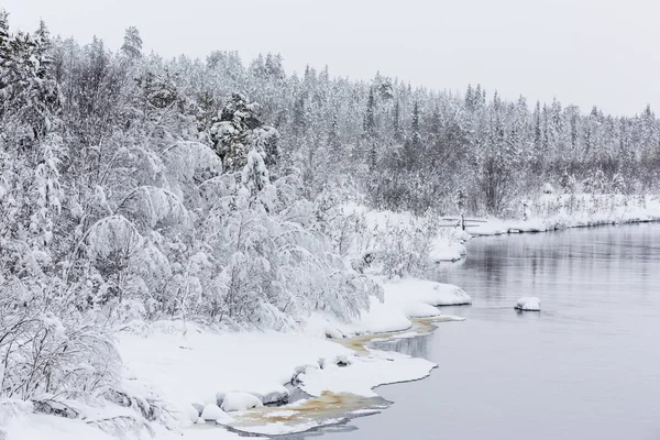 Paisagem Neve Nevada Finlândia Perto Inari — Fotografia de Stock