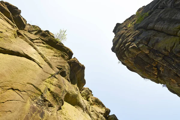 Zewnętrzne Kamienie Uderzająca Formacja Skalna Lesie Teutoburskim Niemczech — Zdjęcie stockowe