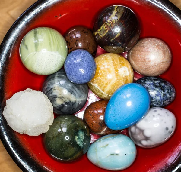 Huevos Piedra Pulida Diferentes Colores Minerales — Foto de Stock