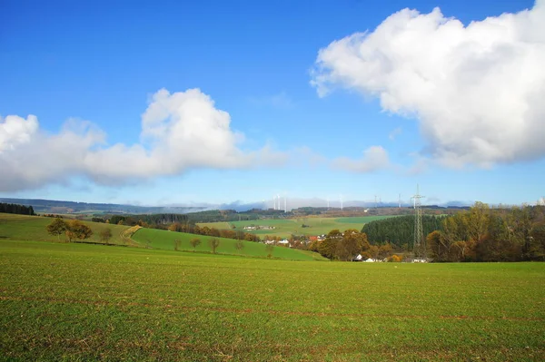 Пейзаж Вблизи Morbach Rapperath Hunsrck Ветряными Турбинами — стоковое фото