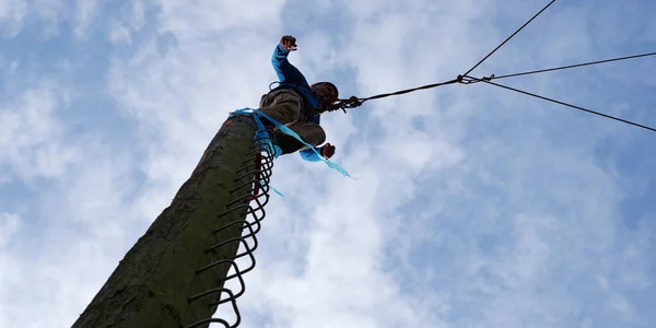 Jump Pamper Pole Experience Paedagogic Personality Training Team Training Rope — Foto de Stock