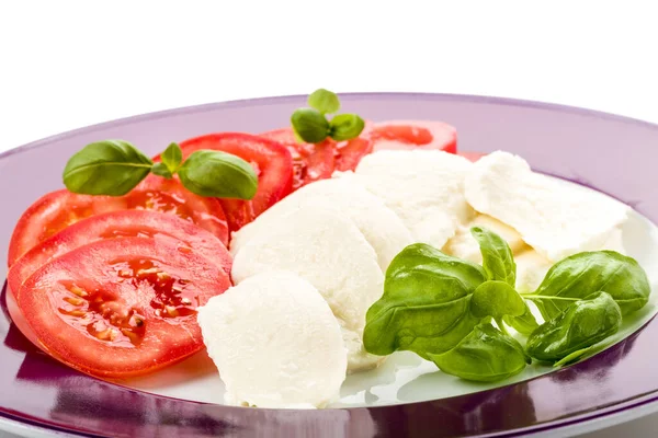 Świeże Pomidory Mozzarella Wit Basil — Zdjęcie stockowe