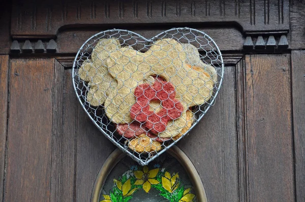 Heart Shaped Cookies Wooden Box — Stock Photo, Image