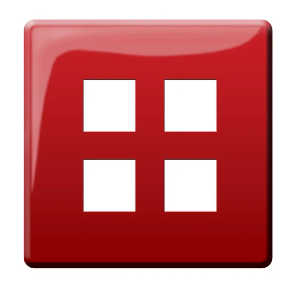 Botão Quadrado Vermelho Com Caminho Recorte — Fotografia de Stock