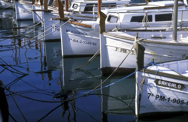 Fiskebyn Port Alcudia Med Båthamn Februari Östra Delen Mallorca Balearerna — Stockfoto