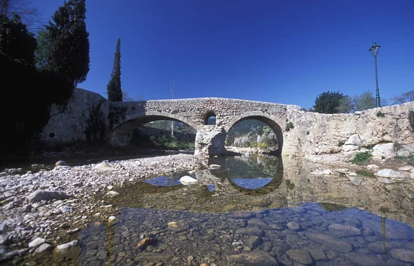 Die Alte Steinbrücke Dorf Pollenca Februar Osten Der Insel Mallorca — Stockfoto