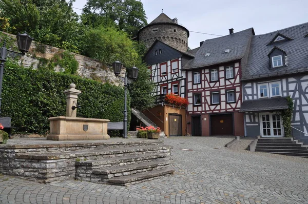 Rodesplatz Com Schinderhannesturm Herrstein — Fotografia de Stock