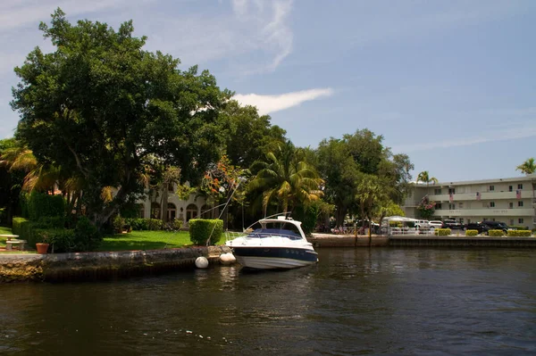 Fort Lauderdale Canal Rio Área Residencial Assentamento Residencial Comunidade Iate — Fotografia de Stock