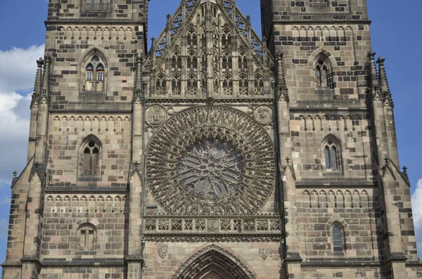 Δυτική Πύλη Rosette Lorenzkirche Νυρεμβέργη — Φωτογραφία Αρχείου