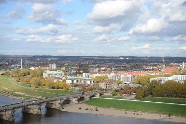 Elbe Dresden City Sachsen Deutschland Big City River Elbufer Deep — Stockfoto