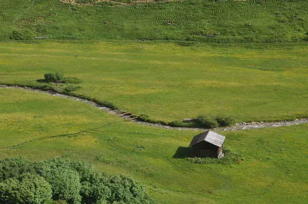 Alpinhydda Bäck Alperna Österrike Äng Betesmark Alm Heuschober Hydda Fjällbäck — Stockfoto