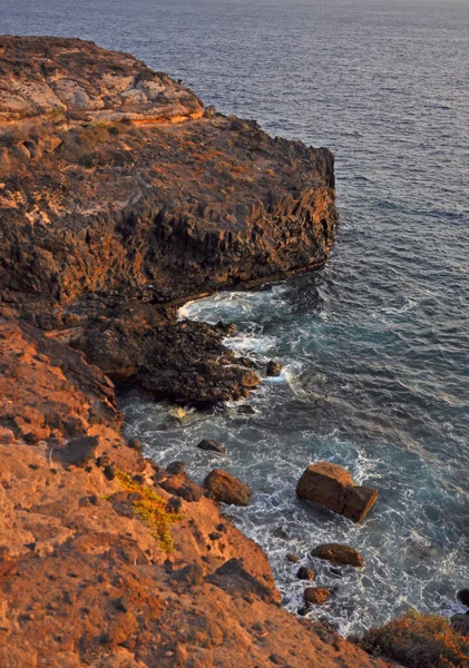 Por Sol Tenerife Mar Atlântico Oceano Atlântico Oceano Noite Onda — Fotografia de Stock