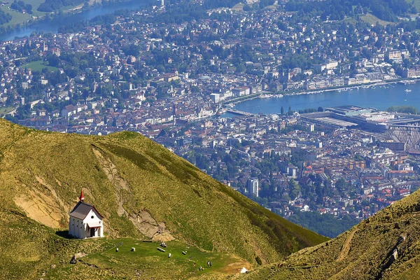 Θέα Από Την Κορυφή Pilatus Προς Την Πόλη Lucerne — Φωτογραφία Αρχείου