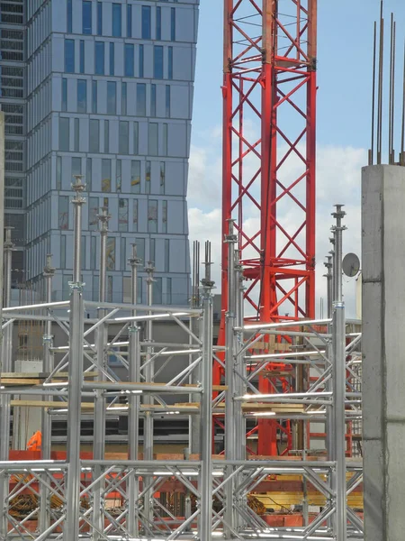 Canteiro Obras Indústria Construção Guindaste Guindastes Guindastes Construção Guindastes Construção — Fotografia de Stock