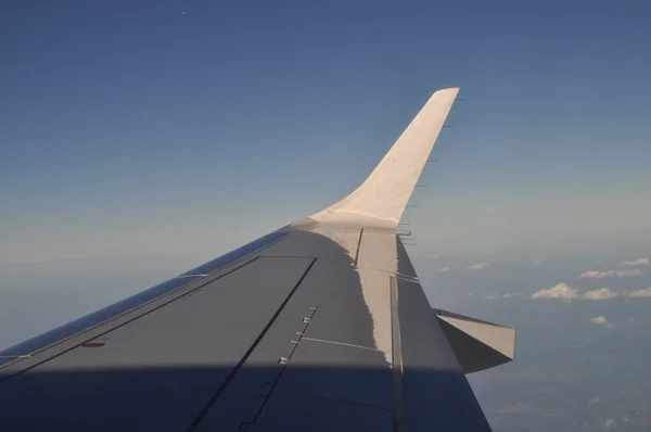 Повітря Політ Літак Літак Подорож Святкування Повітряне Крило Хмари Святкові — стокове фото