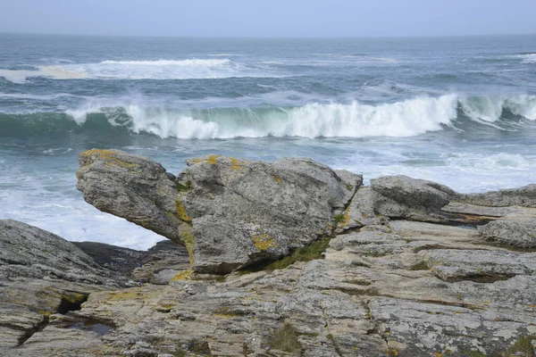 Cote Sauvage Quiberon Brittany France Coast Rock Rough Wave Surf — Stok fotoğraf