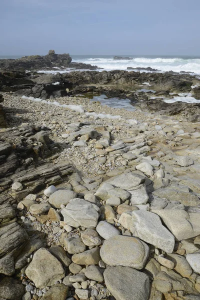 Cote Sauvage Quiberon Brittany France Coast Shore Rock Rough Wave — стокове фото