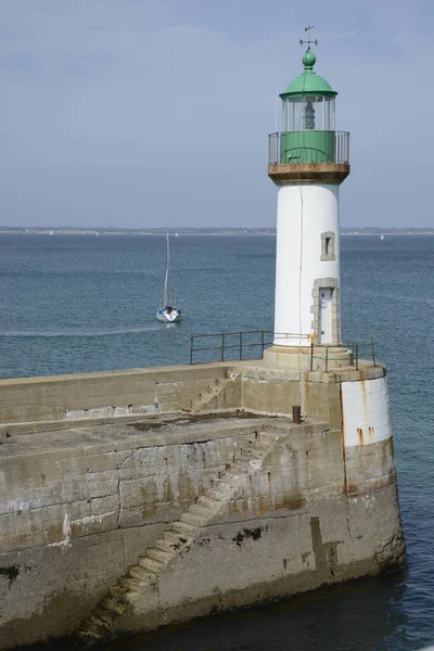 Lighthouse Port Tudy Ile Groix Port Brittany France Green Sea — стоковое фото