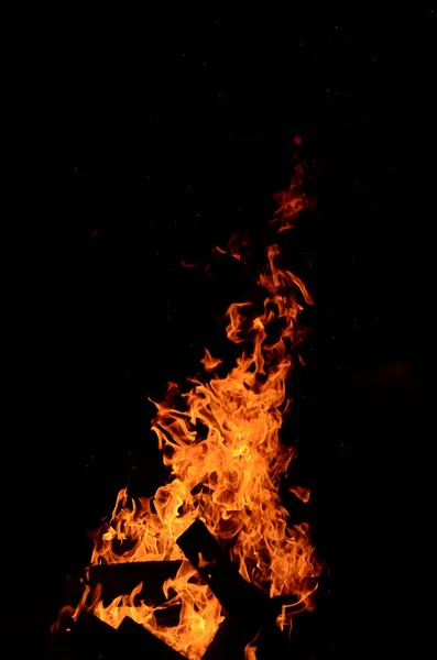 Llamas Fuego Sobre Fondo Negro — Foto de Stock