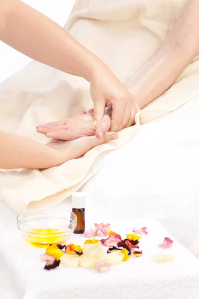 Woman Spa Salon Receiving Massage Treatment — Stock Photo, Image