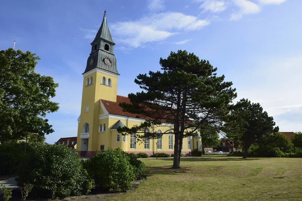 Een Kerk Skagen Typische Kleuren Van Deze Stad — Stockfoto