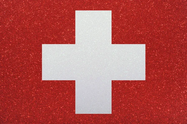 Flag Switzerland Made Sparkling Glitter Material — Stock Photo, Image