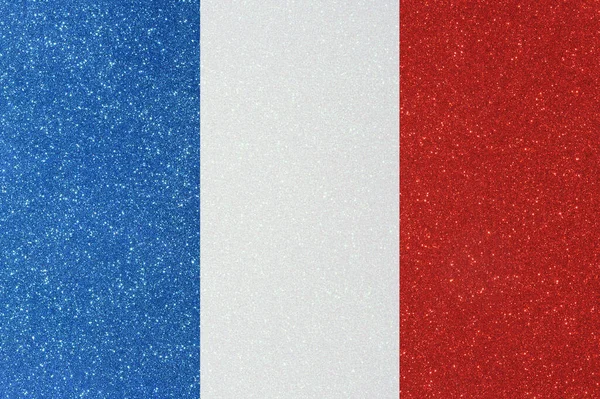 Bandera Francia Material Purpurina Brillante —  Fotos de Stock