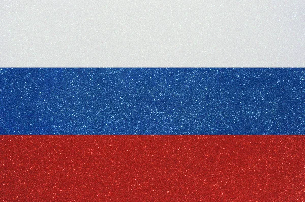 Zászló Oroszország Készült Csillogó Csillogó Anyag — Stock Fotó