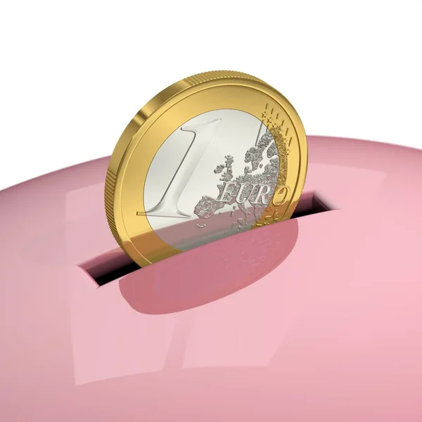 Eén Euro Roze Spaarpot — Stockfoto