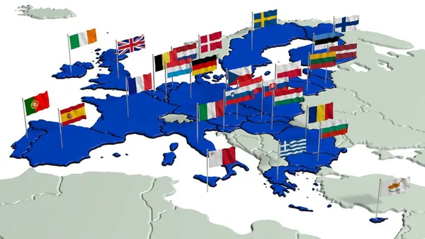Unión Europea Con Banderas Nacionales — Foto de Stock