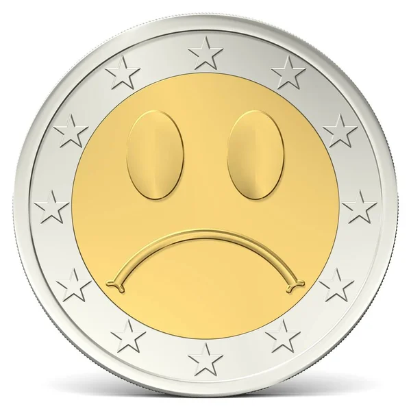 Δύο Ευρώ Χαμογελαστός Λυπημένος — Φωτογραφία Αρχείου