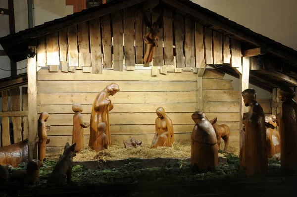 Presepe Presepe Mercatino Natale Castello Michelstadt Cantina Odenwald Mercatino Natale — Foto Stock