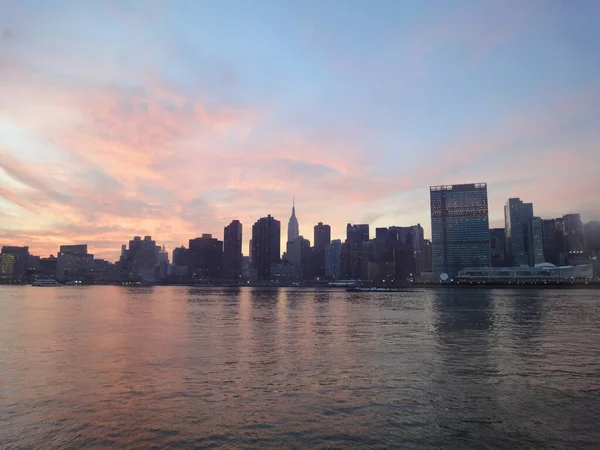 Skyline Manhattan Zmierzchu — Zdjęcie stockowe