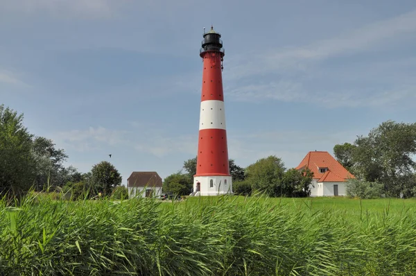 Deniz Feneri Pellworm Ada Kuzey Denizi Schleswig Holstein Mimari Manzara — Stok fotoğraf