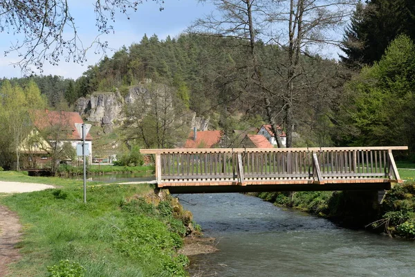 Lungsdorf Pegnitztal Pegnitz Franken Bayern Frankenalb Hersbrucker Schweiz Köprü Köprü — Stok fotoğraf