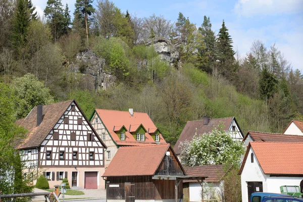 Lungsdorf Pegnitztal Pegnitz Franken Bayern Frankenalb Hersbrucker Schweiz Dorf Rural — Stock fotografie