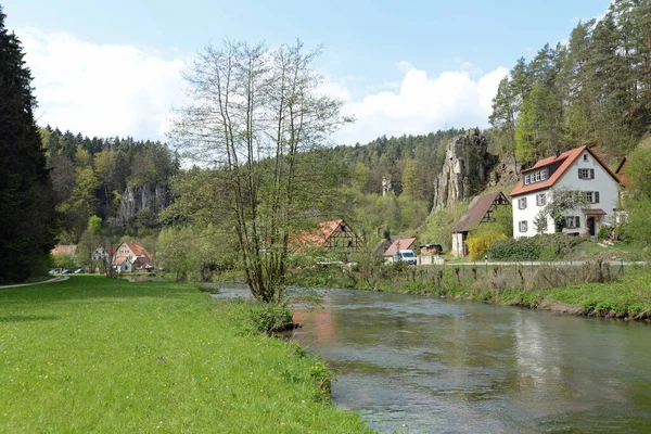 Lungsdorf Pegnitztal Pegnitz Franken Bayern Frankenalb Hersbrucker Schweiz Bach Fluss — Foto Stock