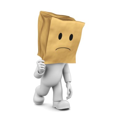 3d render of cartoon character with cardboard clipart